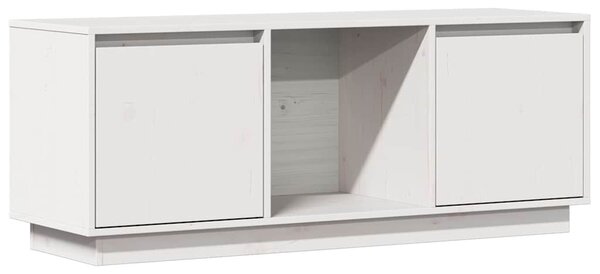 Fehér tömör fenyőfa TV-szekrény 110,5x35x44 cm
