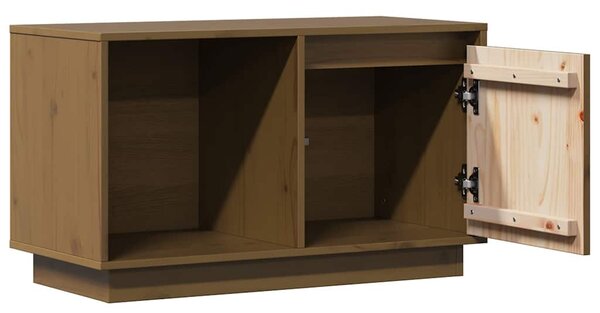 Mézbarna tömör fenyőfa TV-szekrény 74x35x44 cm
