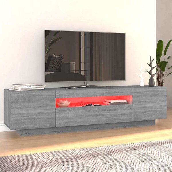 Szürke sonoma színű TV-szekrény LED-lámpákkal 160x35x40 cm