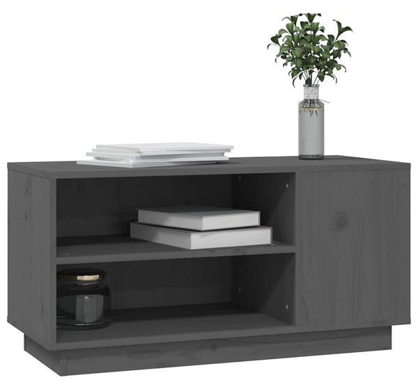 Szürke tömör fenyőfa TV-szekrény 80 x 35 x 40,5 cm