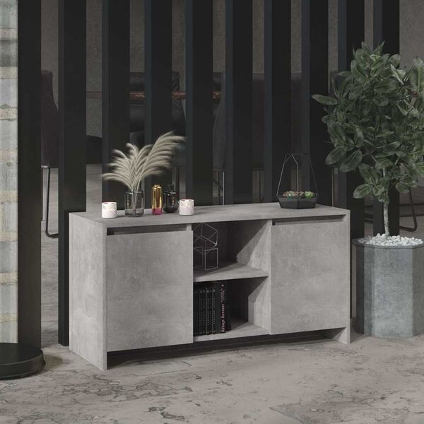 Betonszürke szerelt fa TV-szekrény 100 x 35 x 55 cm