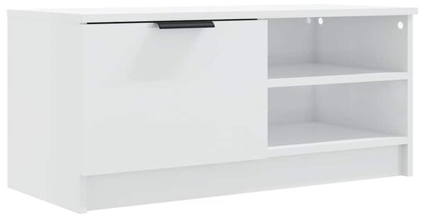 Fehér magasfényű szerelt fa TV-szekrény 80x35x36,5 cm