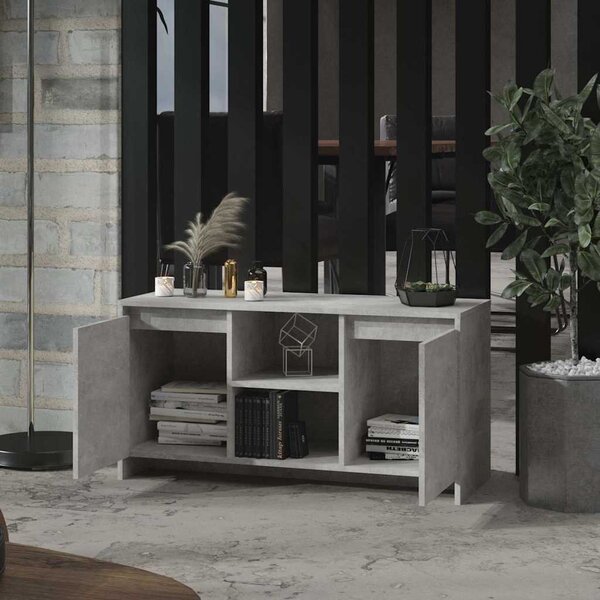 Betonszürke szerelt fa TV-szekrény 100 x 35 x 55 cm