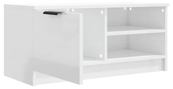 Fehér magasfényű szerelt fa TV-szekrény 80x35x36,5 cm