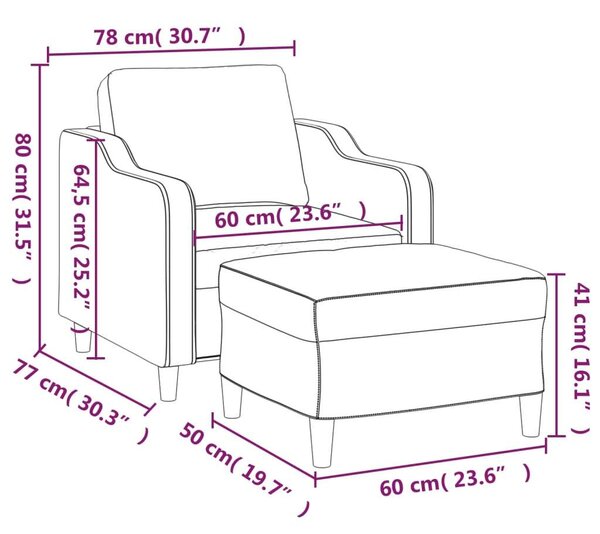 VidaXL fekete szövet kanapéfotel lábtartóval 60 cm