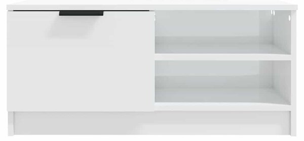 Fehér magasfényű szerelt fa TV-szekrény 80x35x36,5 cm