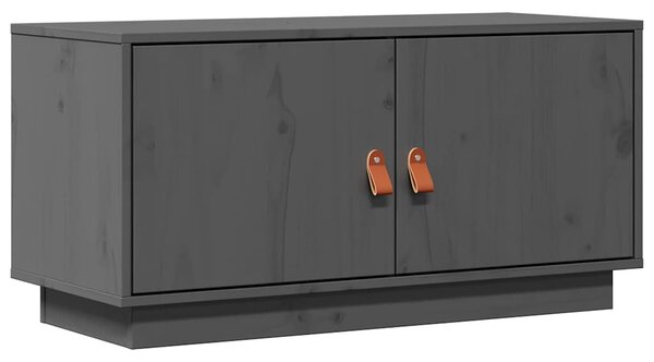 Szürke tömör fenyőfa TV-szekrény 80x34x40 cm
