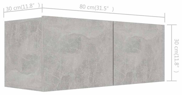 6 részes betonszürke szerelt fa TV-szekrényszett
