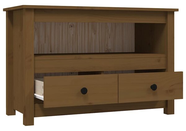 Mézbarna tömör fenyőfa TV-szekrény 79 x 35 x 52 cm