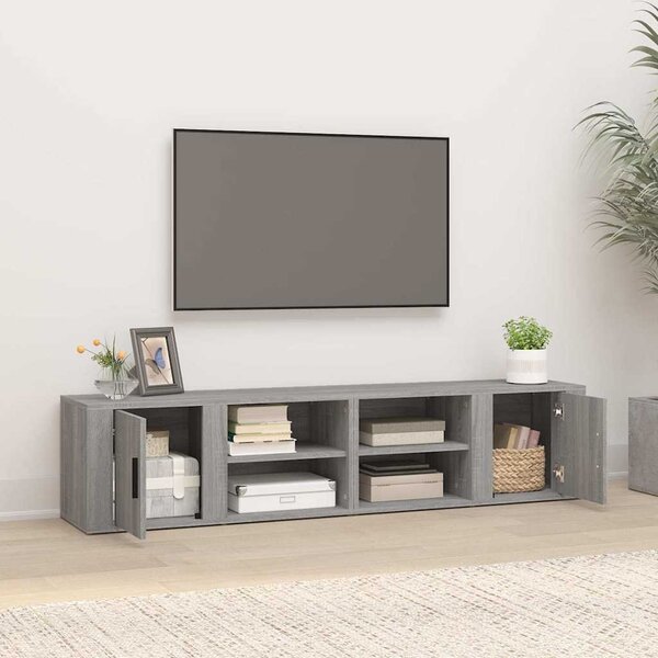 2 db szürke sonoma színű szerelt fa TV-szekrény 80x31,5x36 cm