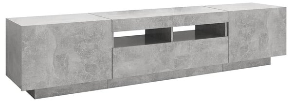 Betonszürke TV-szekrény LED-lámpákkal 180 x 35 x 40 cm