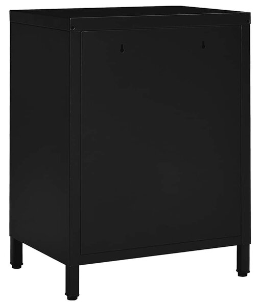2 db fekete acél és üveg éjjeliszekrény 40 x 30 x 54,5 cm