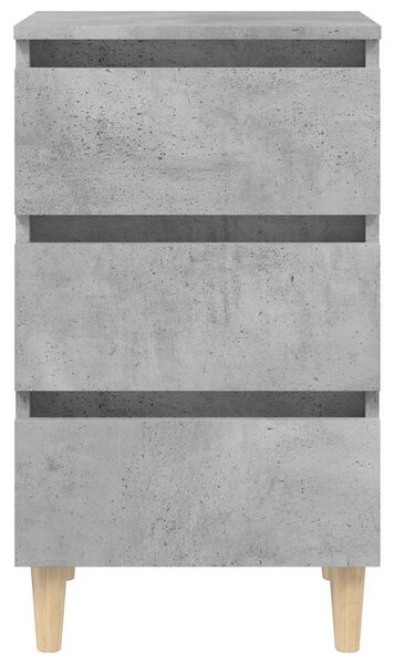 Betonszürke éjjeliszekrény tömör fa lábakkal 40 x 35 x 69 cm