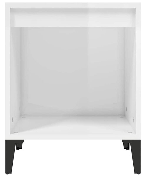 2 db magasfényű fehér éjjeliszekrény 40x35x50 cm