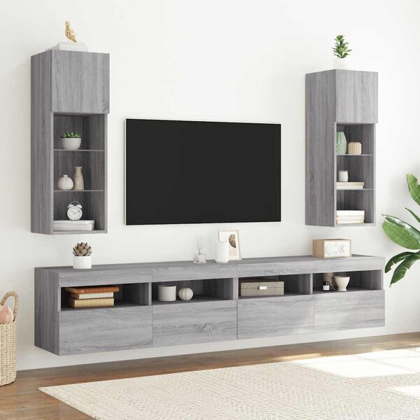 Szürke sonoma színű TV-szekrény LED-lámpákkal 30,5x30x90 cm
