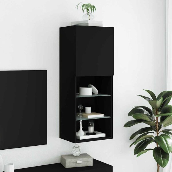 Fekete TV-szekrény LED lámpákkal 40,5 x 30 x 102 cm