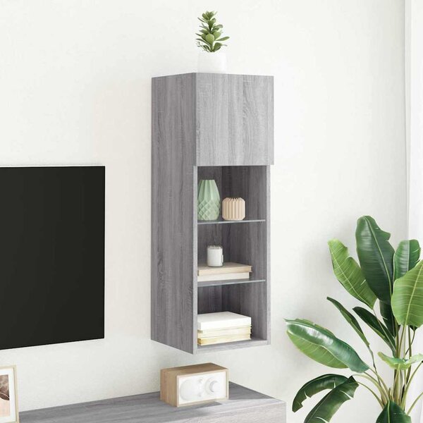 Szürke sonoma színű TV-szekrény LED-lámpákkal 30,5x30x90 cm