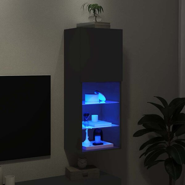 Fekete TV-szekrény LED lámpákkal 40,5 x 30 x 102 cm