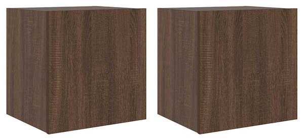 2 db barna tölgyszínű fali TV-szekrény LED-del 40,5x35x40 cm