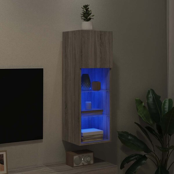Szürke sonoma színű TV-szekrény LED-lámpákkal 30,5x30x90 cm