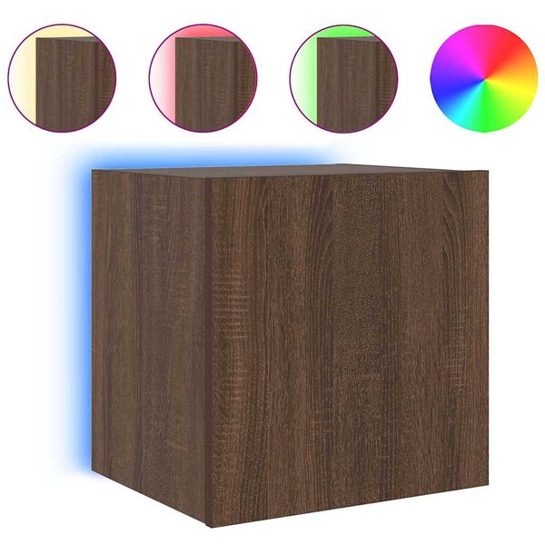 2 db barna tölgyszínű fali TV-szekrény LED-del 40,5x35x40 cm