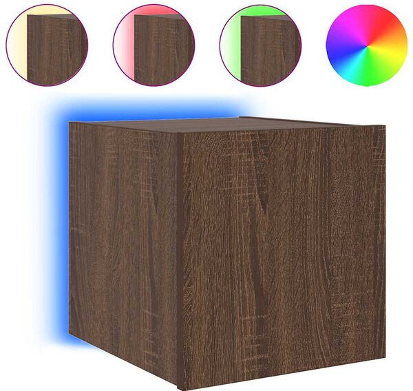 2 db barna tölgyszínű fali TV-szekrény LED-del 30,5x35x30 cm