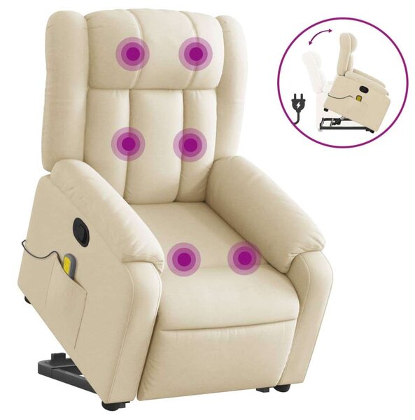 VidaXL Elektromos Felfelé Emelő Fotel - Masszázsfotel - Krémszínű