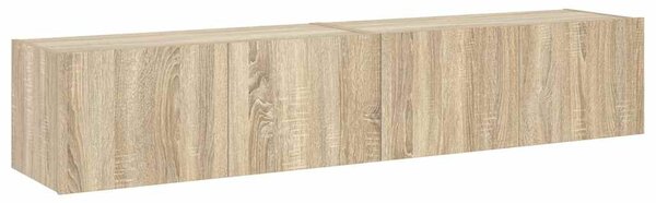 2 db sonoma tölgy színű fali TV-szekrény LED-del 80x35x31 cm