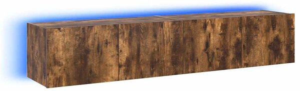 2 db füstös tölgy fali TV-szekrény LED-ekkel 80x35x31 cm