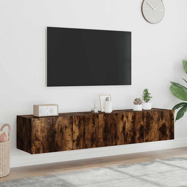 2 db füstös tölgy fali TV-szekrény LED-ekkel 80x35x31 cm