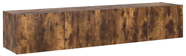 2 db füstös tölgy fali TV-szekrény LED-ekkel 80x35x31 cm