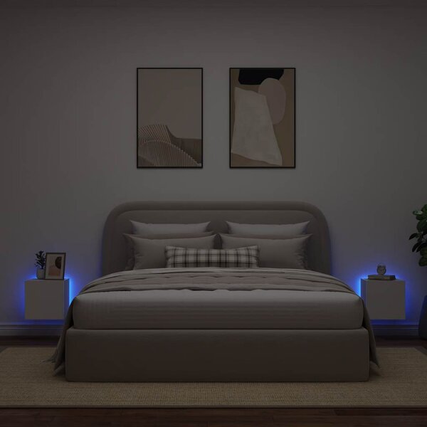 2 db fehér fali TV-szekrény LED-világítással 30,5x35x30 cm