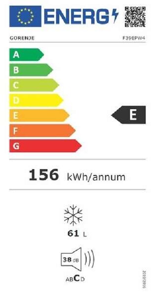 Gorenje F39EPW4 Fagyasztószekrény, 61L, M:84.2, E energiaosztály, Fehér (20009405)
