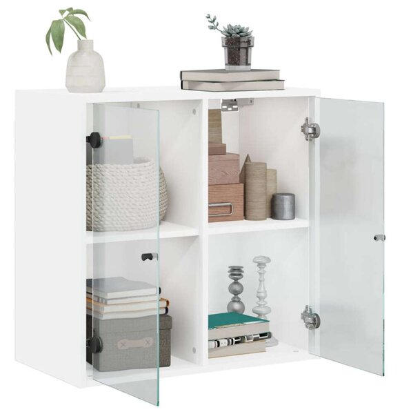 VidaXL fehér faliszekrény üvegajtókkal 68 x 37 x 68,5 cm
