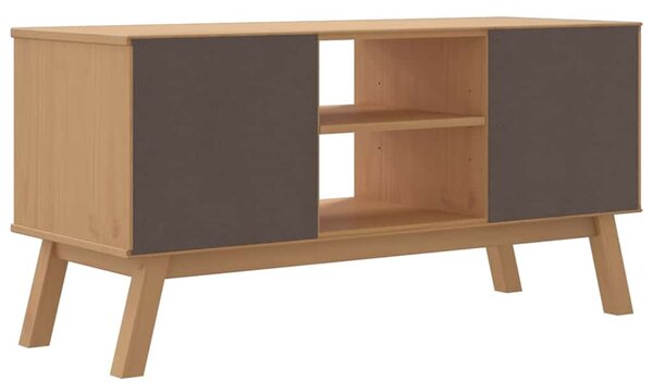 OLDEN barna tömör fenyőfa TV-szekrény 114 x 43 x 57 cm