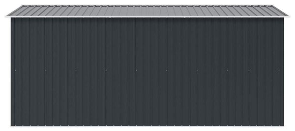 Antracitszürke fém kerti fészer 257 x 392 x 181 cm
