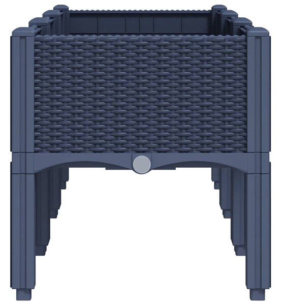 Kékszürke PP rácsos kerti ültetőláda 120 x 40 x 42 cm