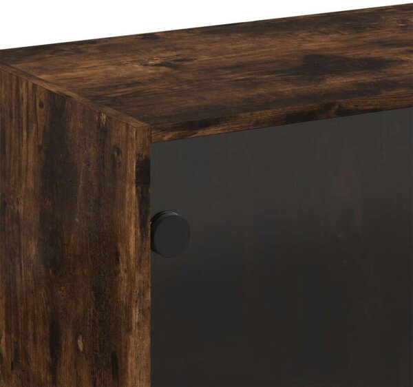 VidaXL füstös tölgyszínű faliszekrény üvegajtókkal 68 x 37 x 68,5 cm
