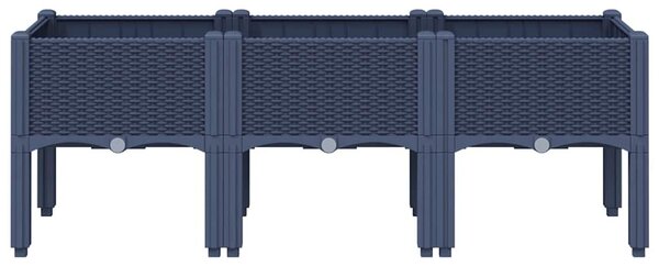 Kékszürke PP rácsos kerti ültetőláda 120 x 40 x 42 cm