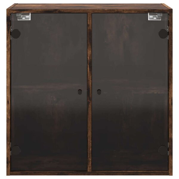 VidaXL füstös tölgyszínű faliszekrény üvegajtókkal 68 x 37 x 68,5 cm