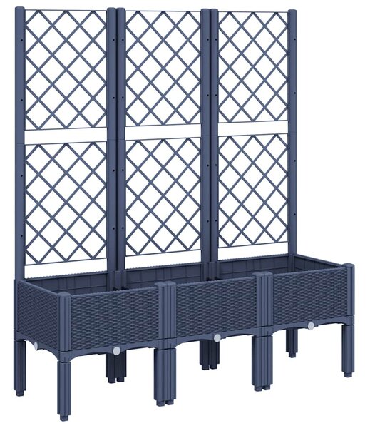 Kékszürke PP rácsos kerti ültetőláda 120 x 40 x 142 cm