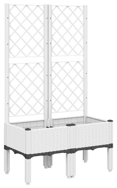 Fehér PP rácsos kerti ültetőláda 80 x 40 x 142 cm