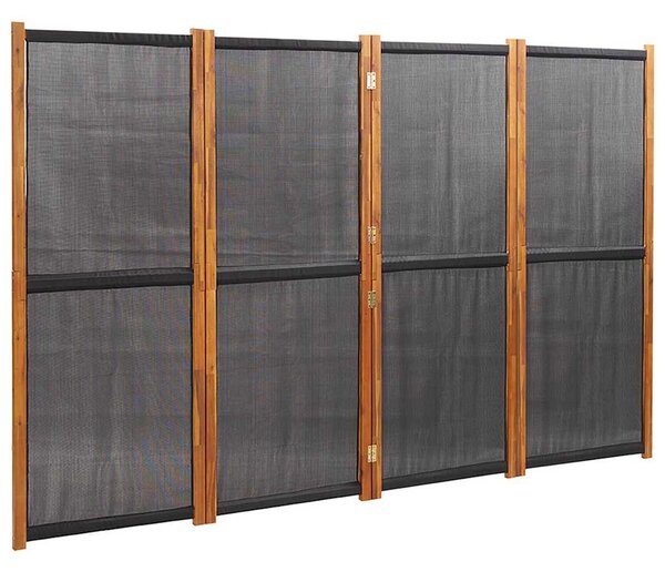 Fekete 4 paneles térelválasztó 280x180 cm