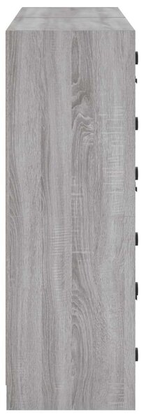 VidaXL 12 Rekeszes Fa Könyvespolc - Sonoma Szürke - 136x37x109 cm
