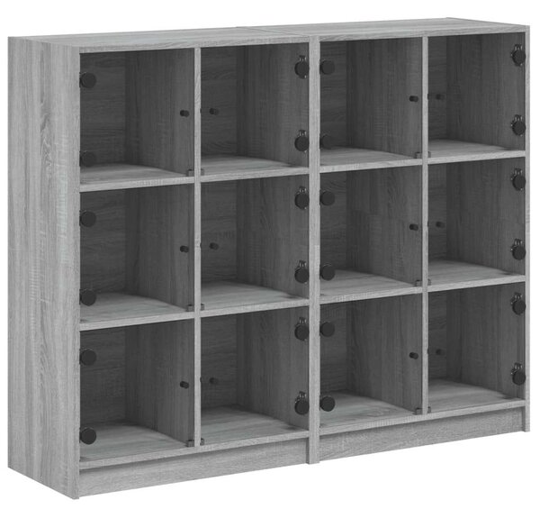 VidaXL 12 Rekeszes Fa Könyvespolc - Sonoma Szürke - 136x37x109 cm