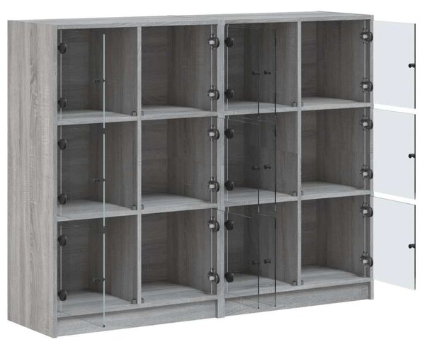 VidaXL 12 Rekeszes Fa Könyvespolc - Sonoma Szürke - 136x37x109 cm