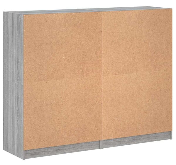 VidaXL 12 Rekeszes Fa Könyvespolc - Sonoma Szürke - 136x37x109 cm