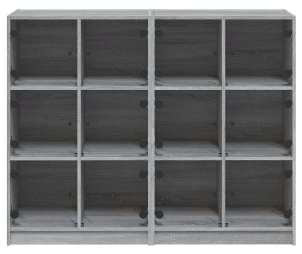 VidaXL 12 Rekeszes Fa Könyvespolc - Sonoma Szürke - 136x37x109 cm