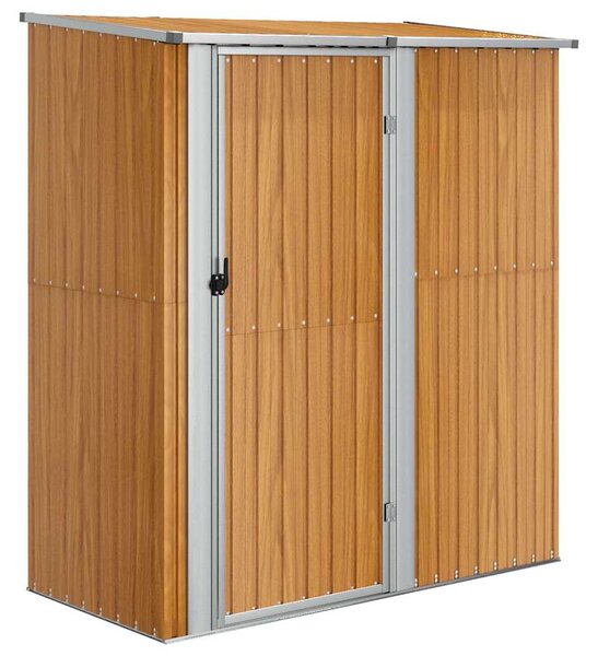 Horganyzott acél, fahatású kerti fészer 180,5 x 97 x 209,5 cm