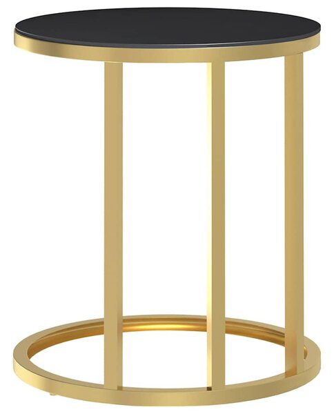 Arany-fekete edzett üveg kisasztal 45 cm